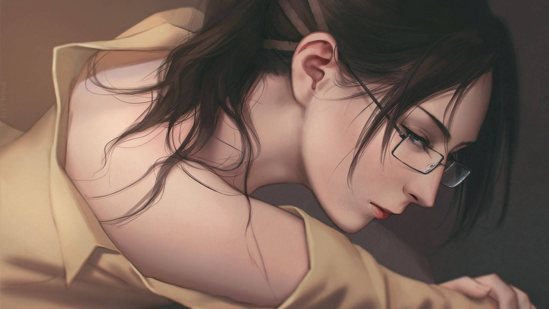 Hange Zoe, dark hair, glasses, Full HD Desktop Wallpaper