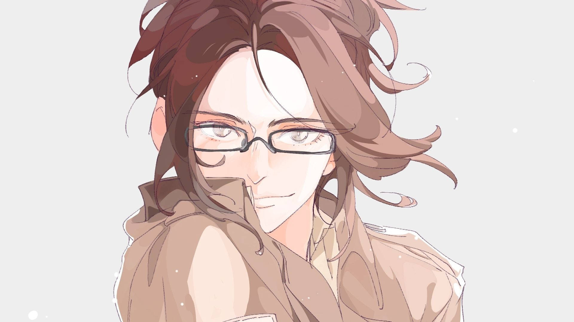 Hange Zoe, brown hair, glasses, Full HD Desktop Wallpaper