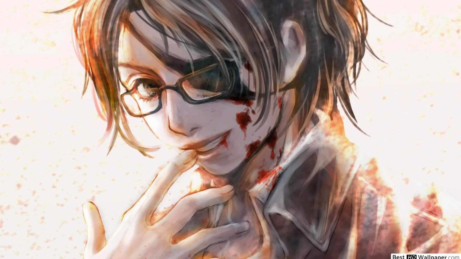 Hange Zoe, glasses, bloodied face, Full HD Desktop Wallpaper