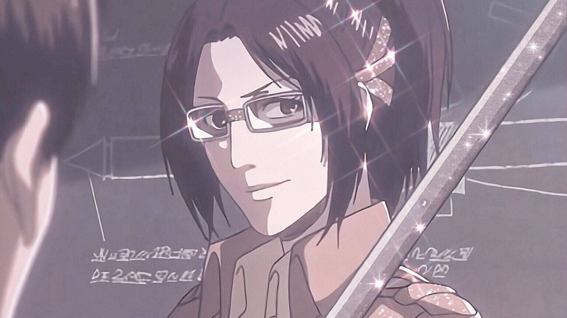 Hange Zoe, glasses, sparkly hair accessory, Full HD Desktop Wallpaper