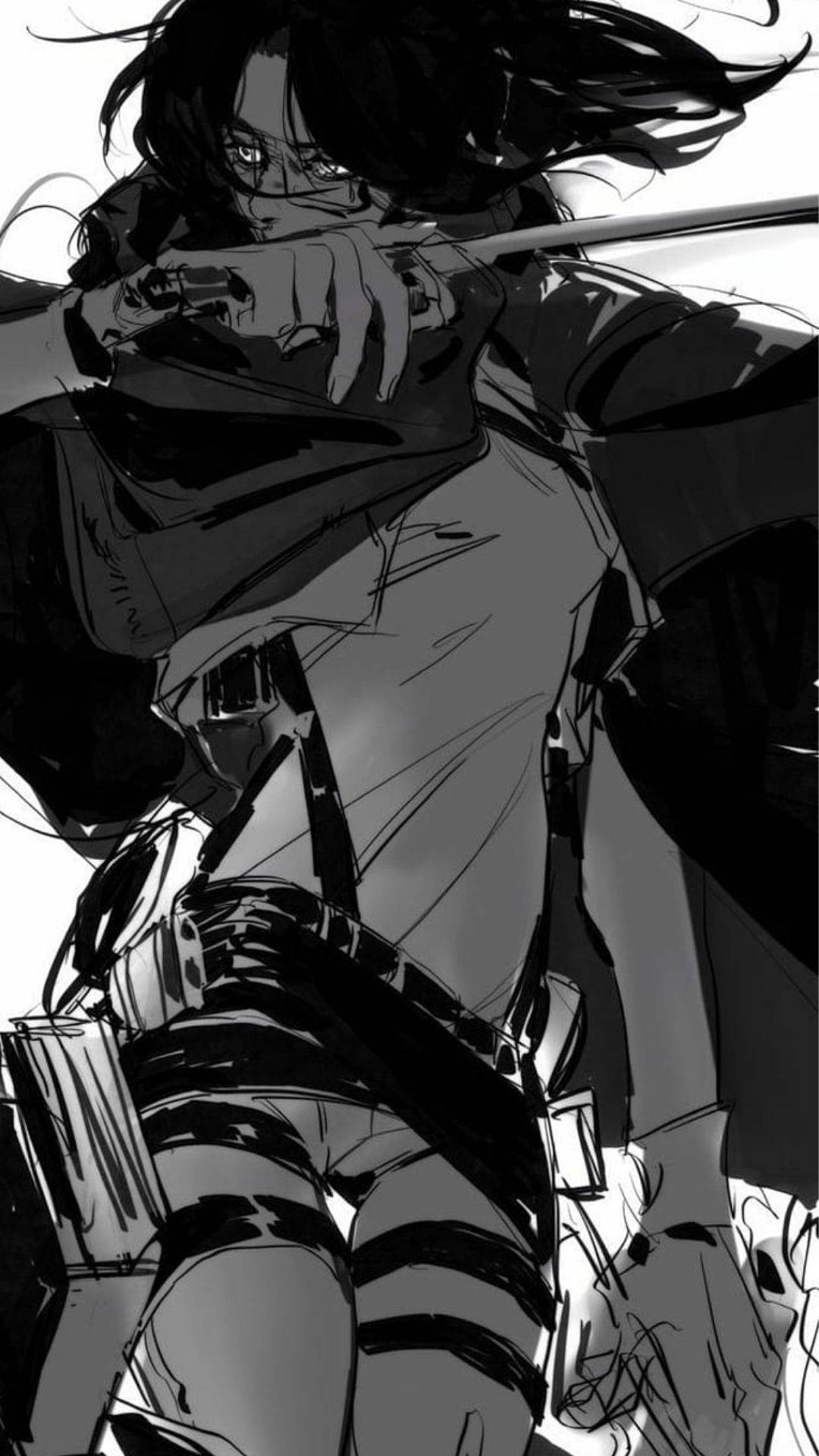 Hange Zoe, black and white, dark hair, Full HD Phone Wallpaper