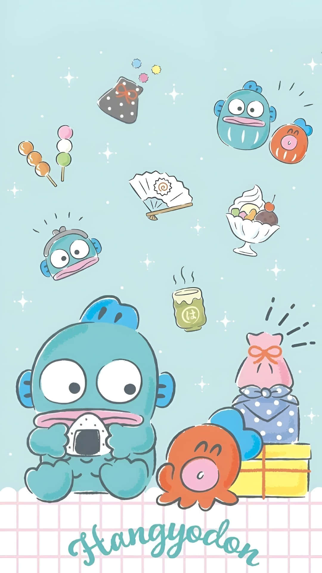 Hangyodon, cute blue cartoon character, big eyes, Full HD Phone Wallpaper