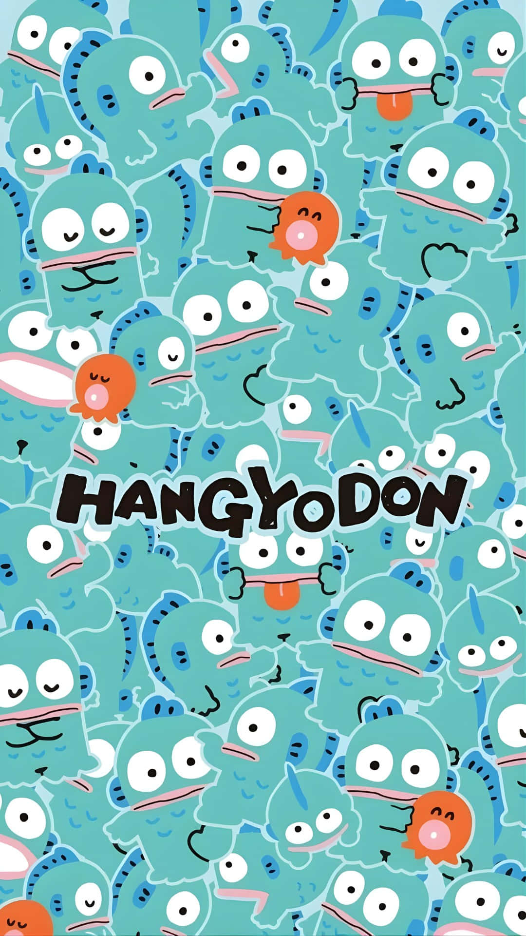 Hangyodon, teal cartoon monsters, big eyes, Full HD Phone Wallpaper