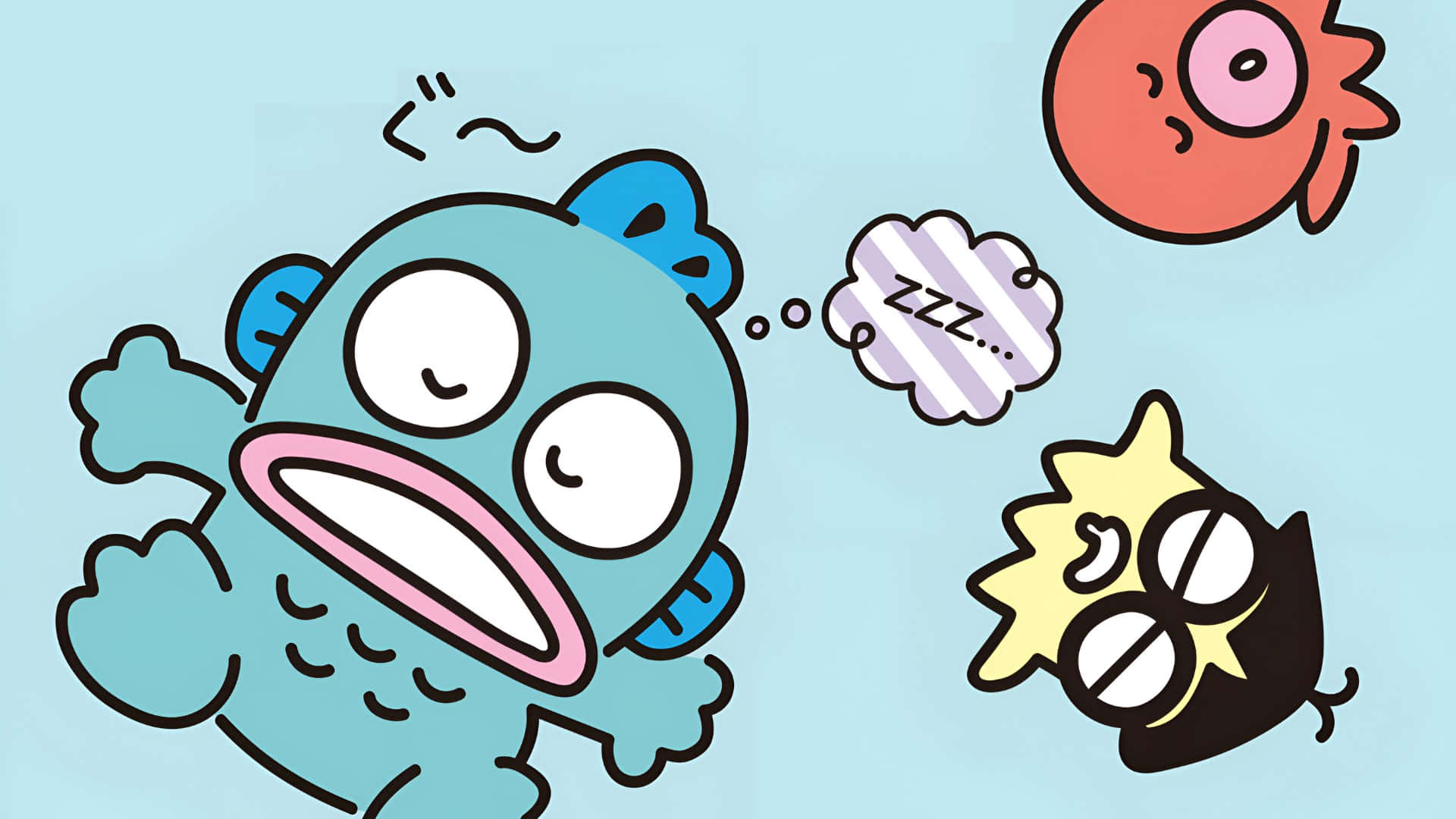 Hangyodon, blue cartoon creature, wide eyes, Full HD Desktop Wallpaper