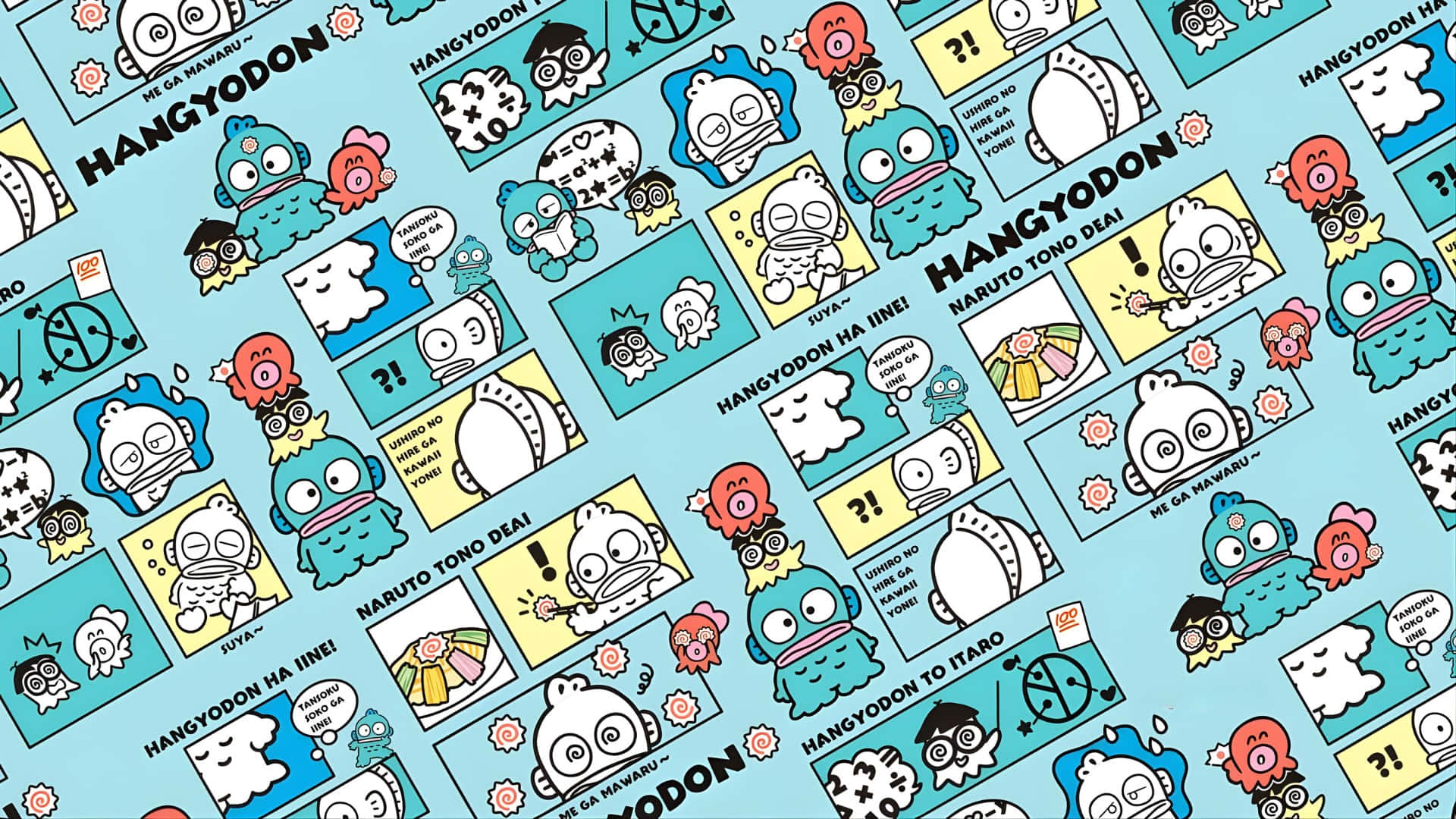 Hangyodon, character pattern, comic-style, Full HD Desktop Wallpaper