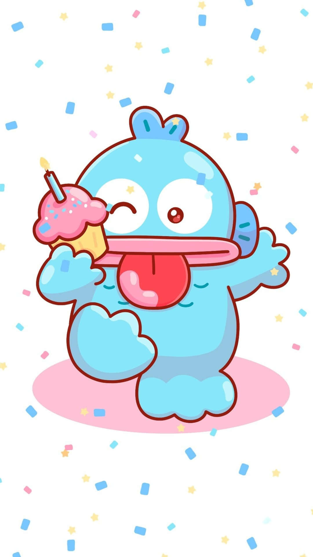 Hangyodon, blue cartoon creature, one eye closed, Full HD Phone Wallpaper