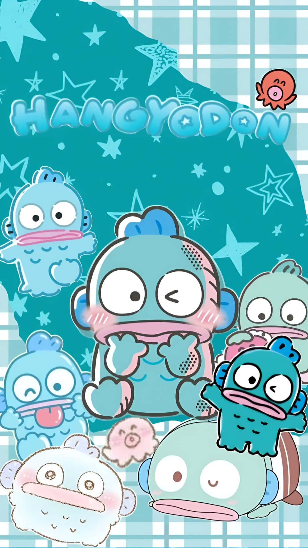 Hangyodon, blue cartoon characters, big eyes, Full HD Phone Wallpaper