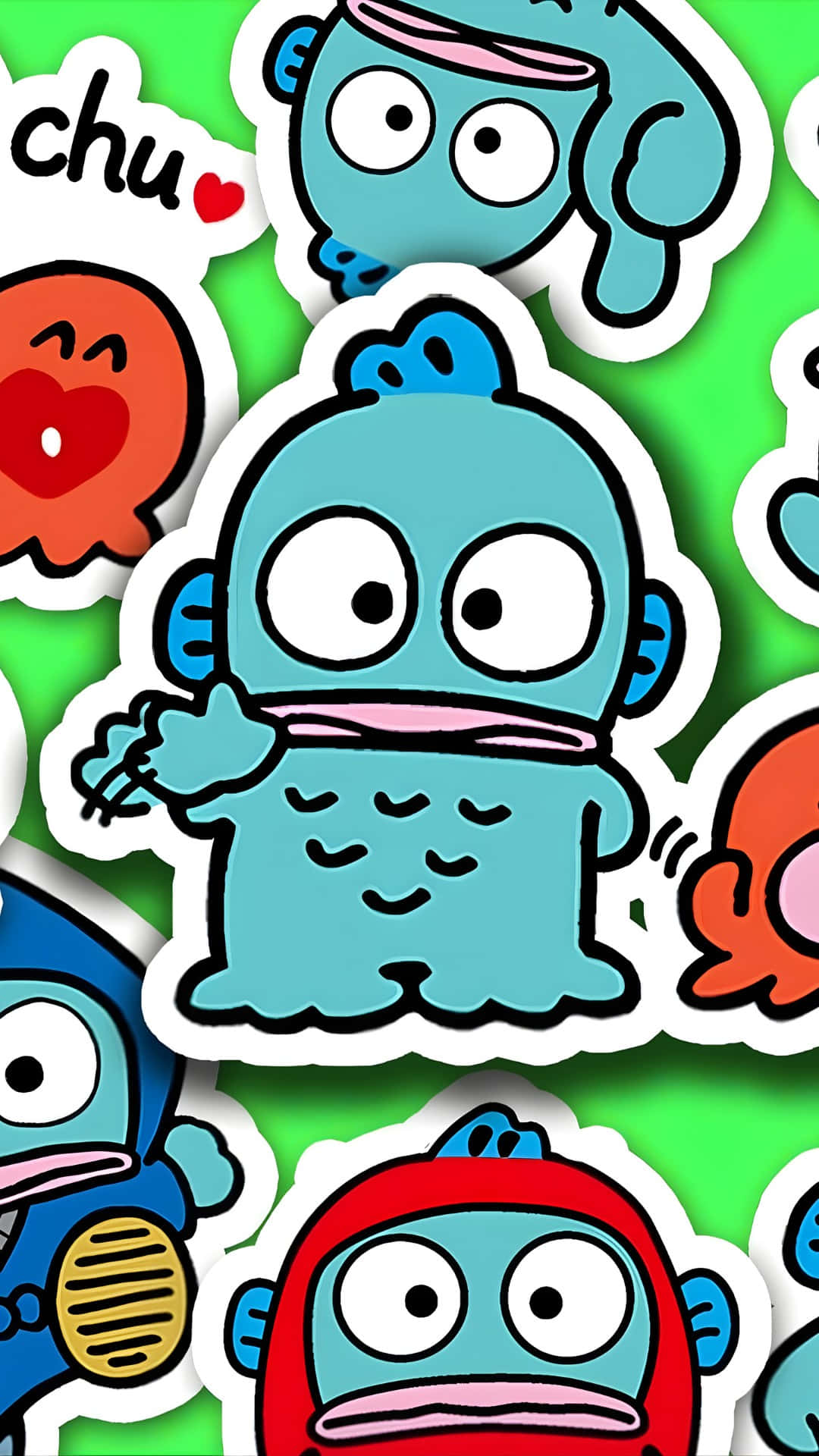 Hangyodon, blue, red, Full HD Phone Wallpaper