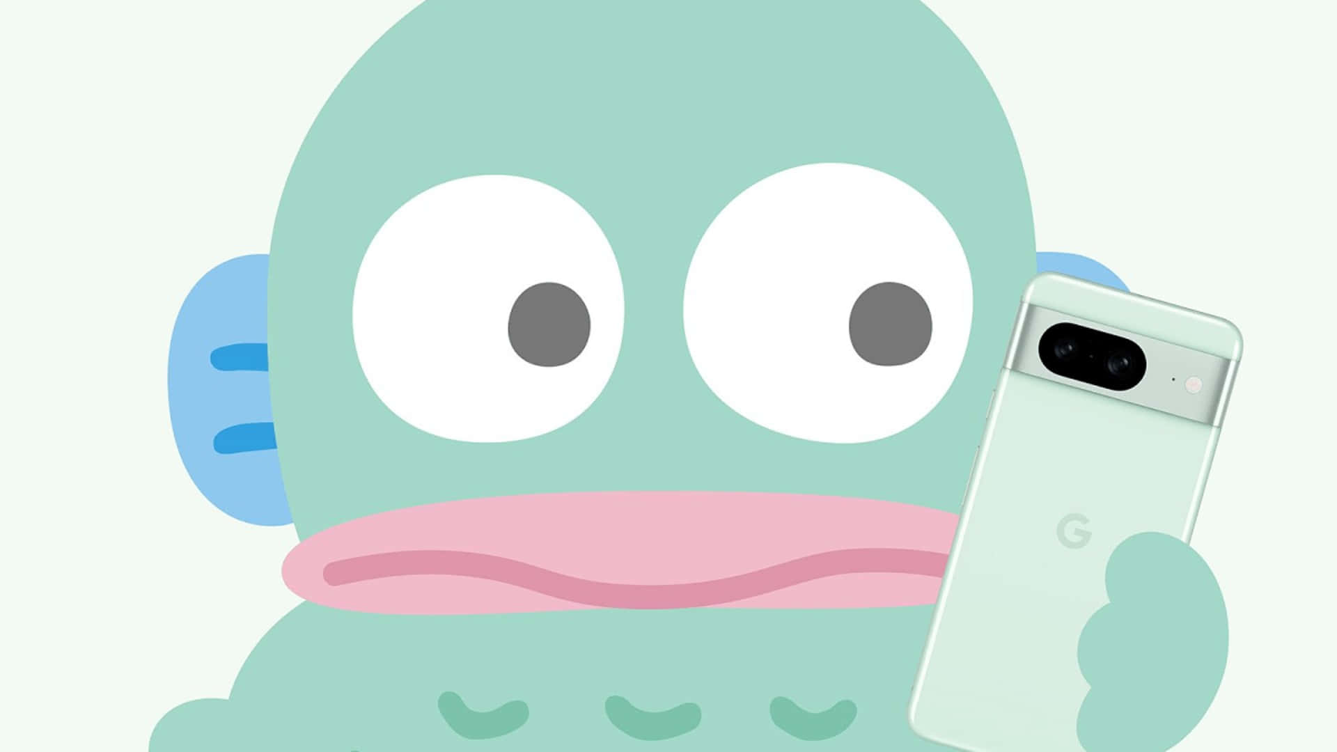 Hangyodon, mint green, big eyes, Full HD Desktop Wallpaper