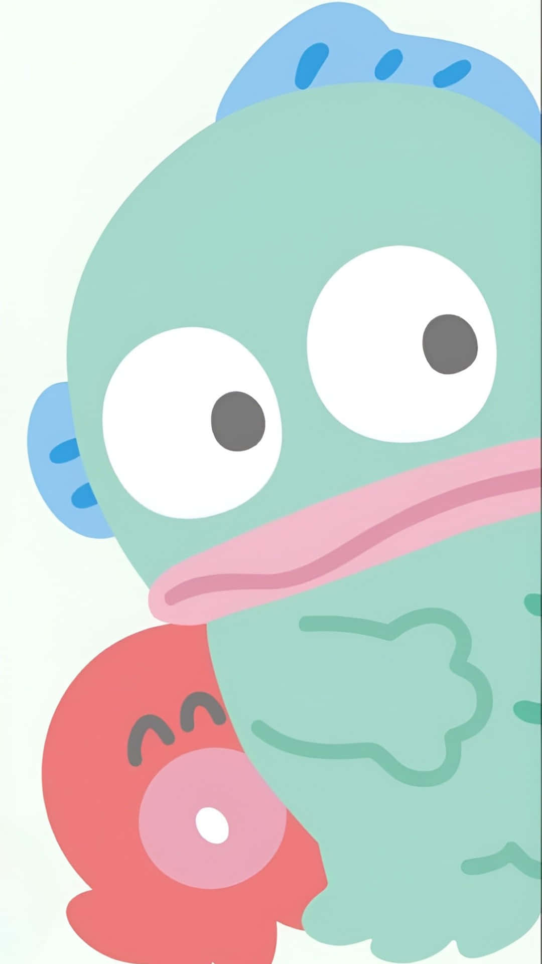 Hangyodon, teal cartoon fish, big eyes, Full HD Phone Wallpaper
