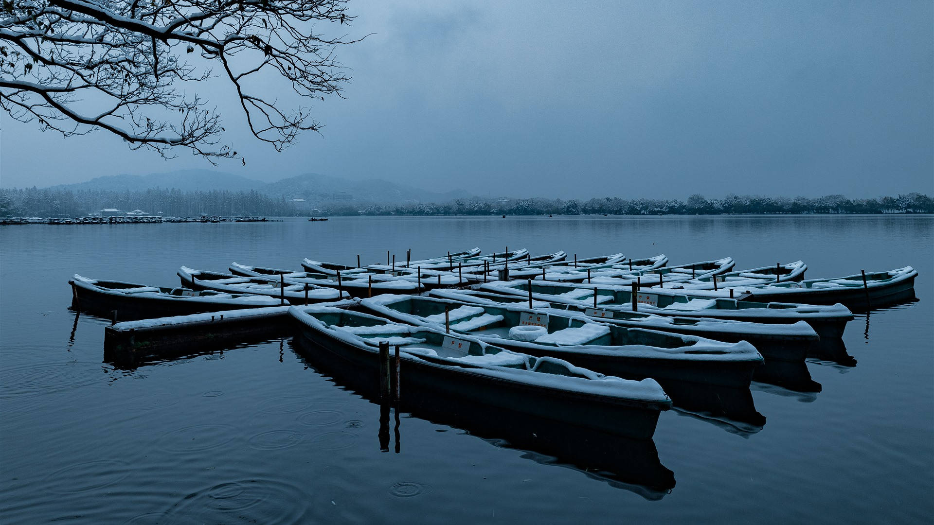 Hangzhou, lake, snow, Full HD Desktop Wallpaper