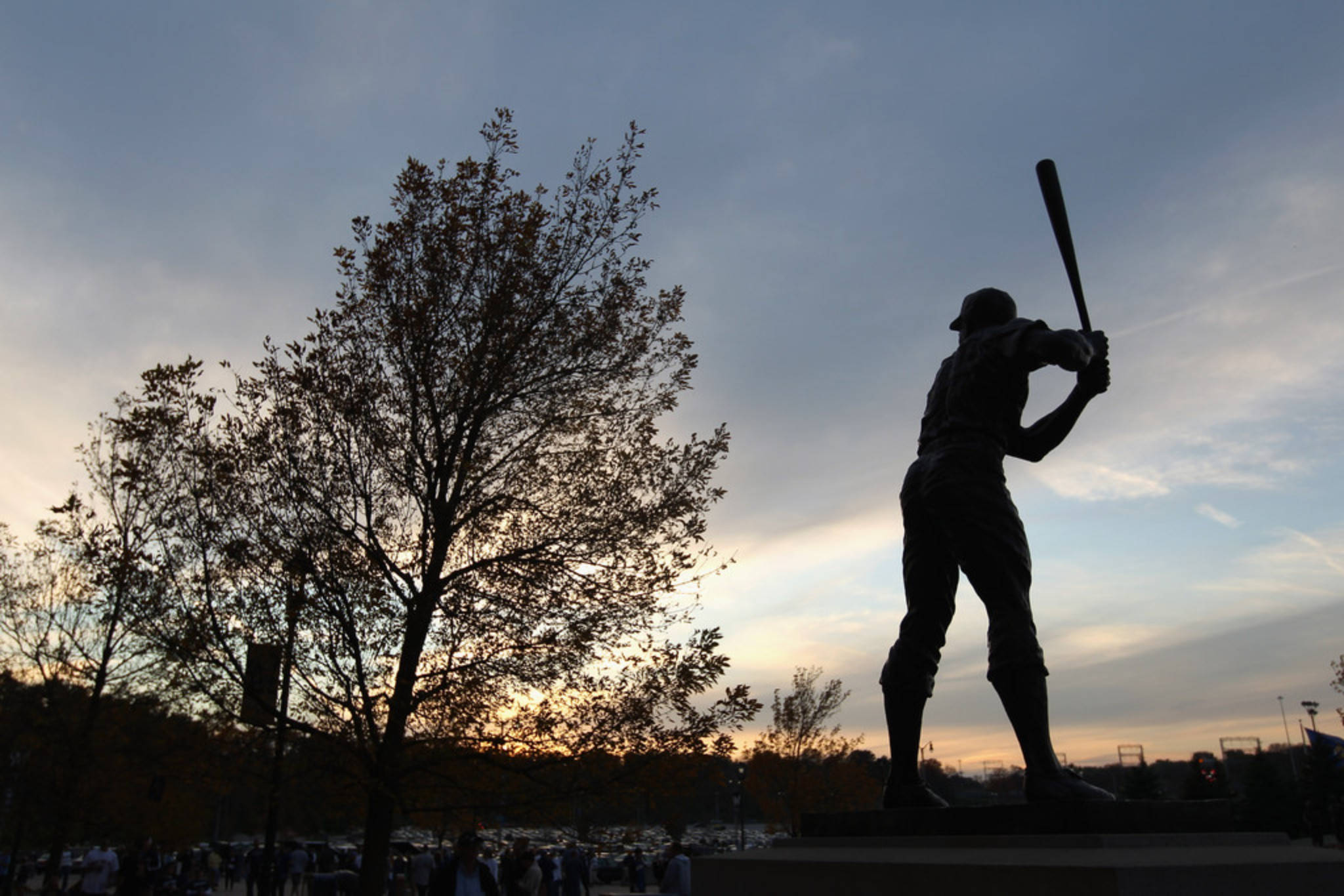 Hank Aaron, silhouette, baseball player statue, Full HD Desktop Wallpaper