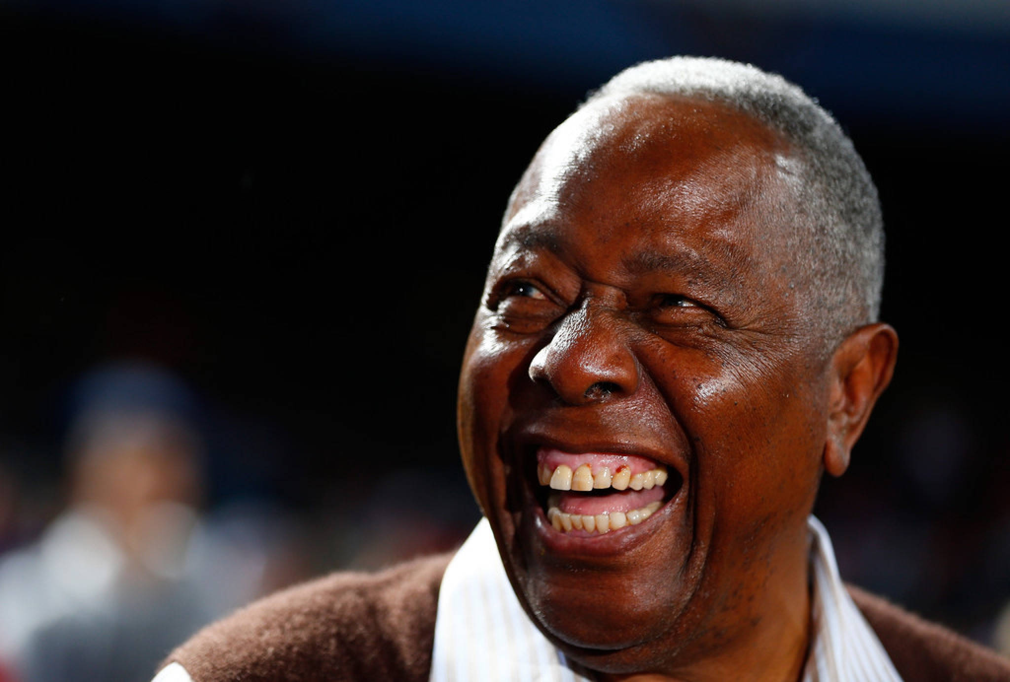 Hank Aaron, gray hair, laughing, Full HD Desktop Wallpaper