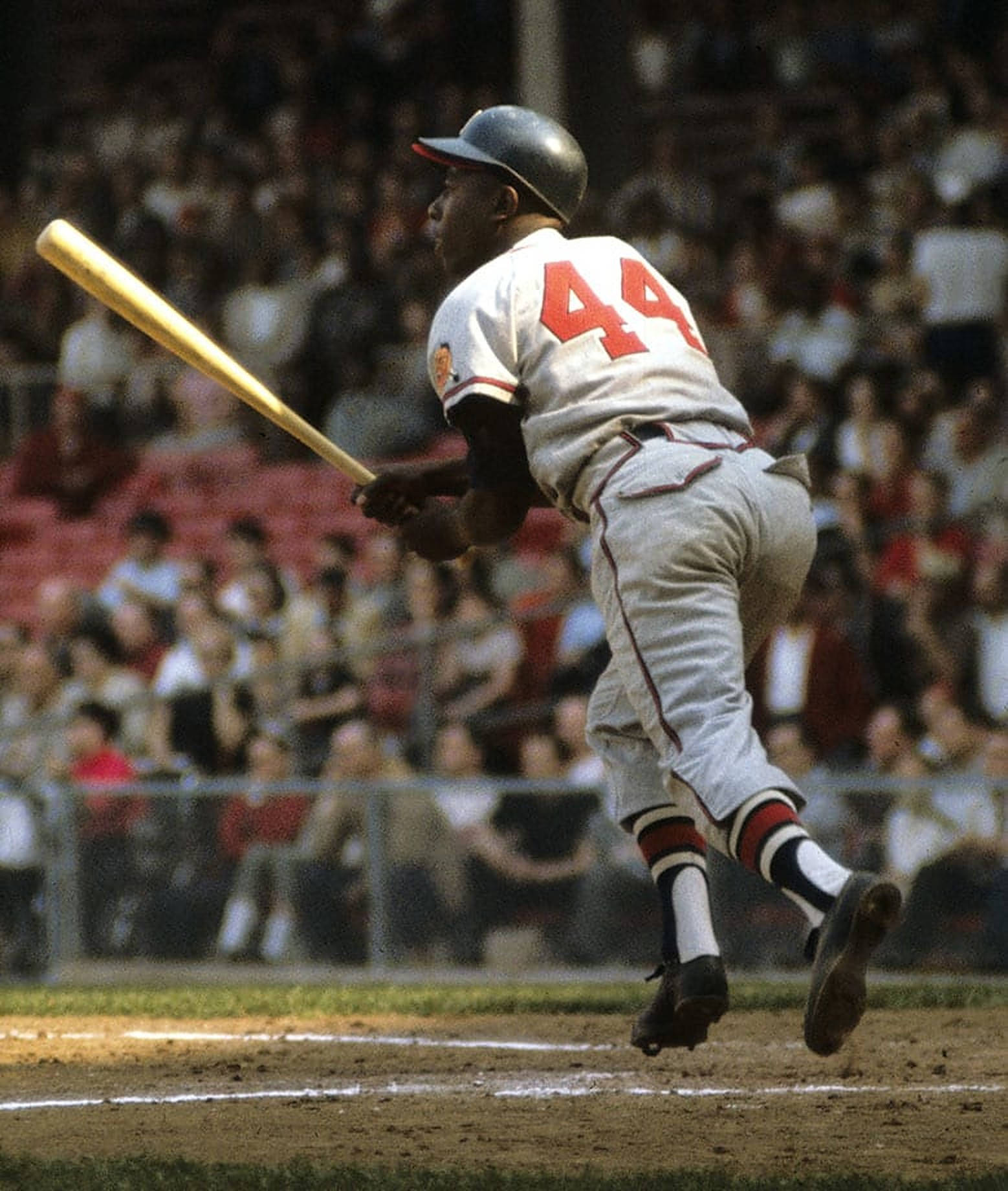 Hank Aaron, gray uniform, red number 44, HD Phone Wallpaper