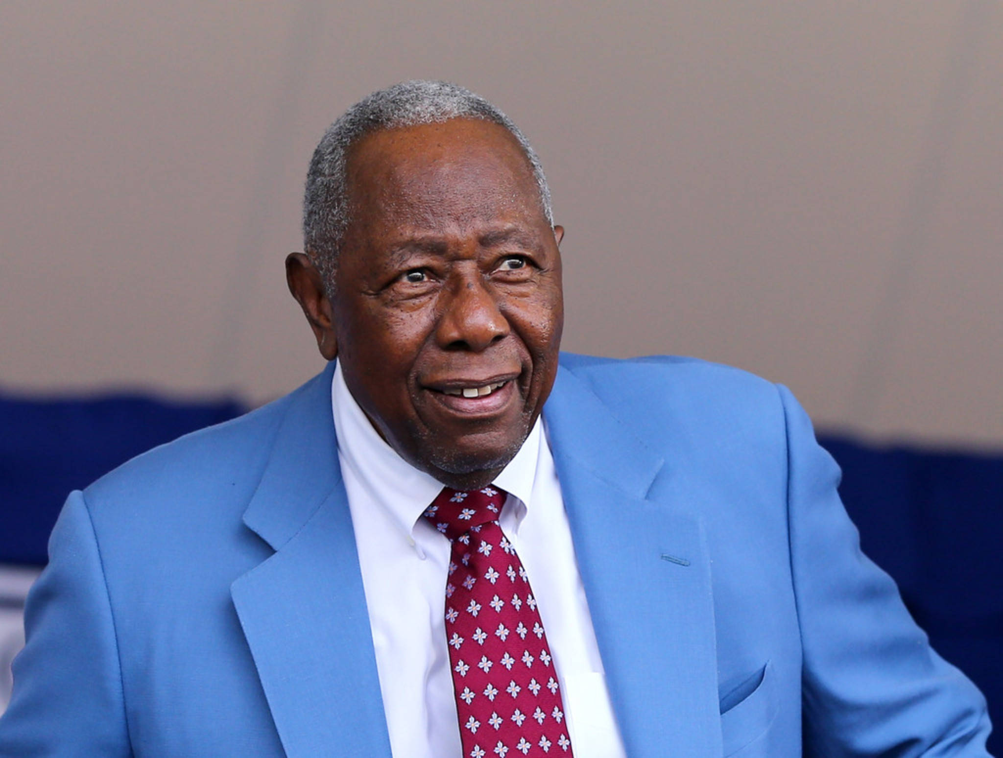 Hank Aaron, blue suit, red tie, Full HD Desktop Wallpaper