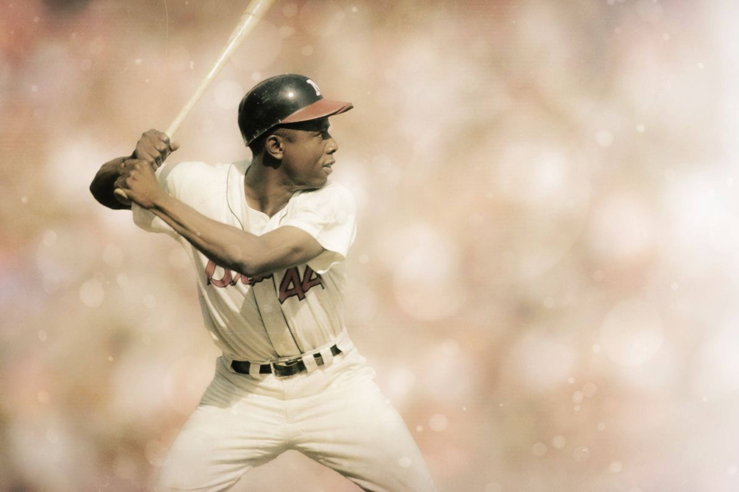 Hank Aaron, white uniform, number 44, Full HD Desktop Wallpaper