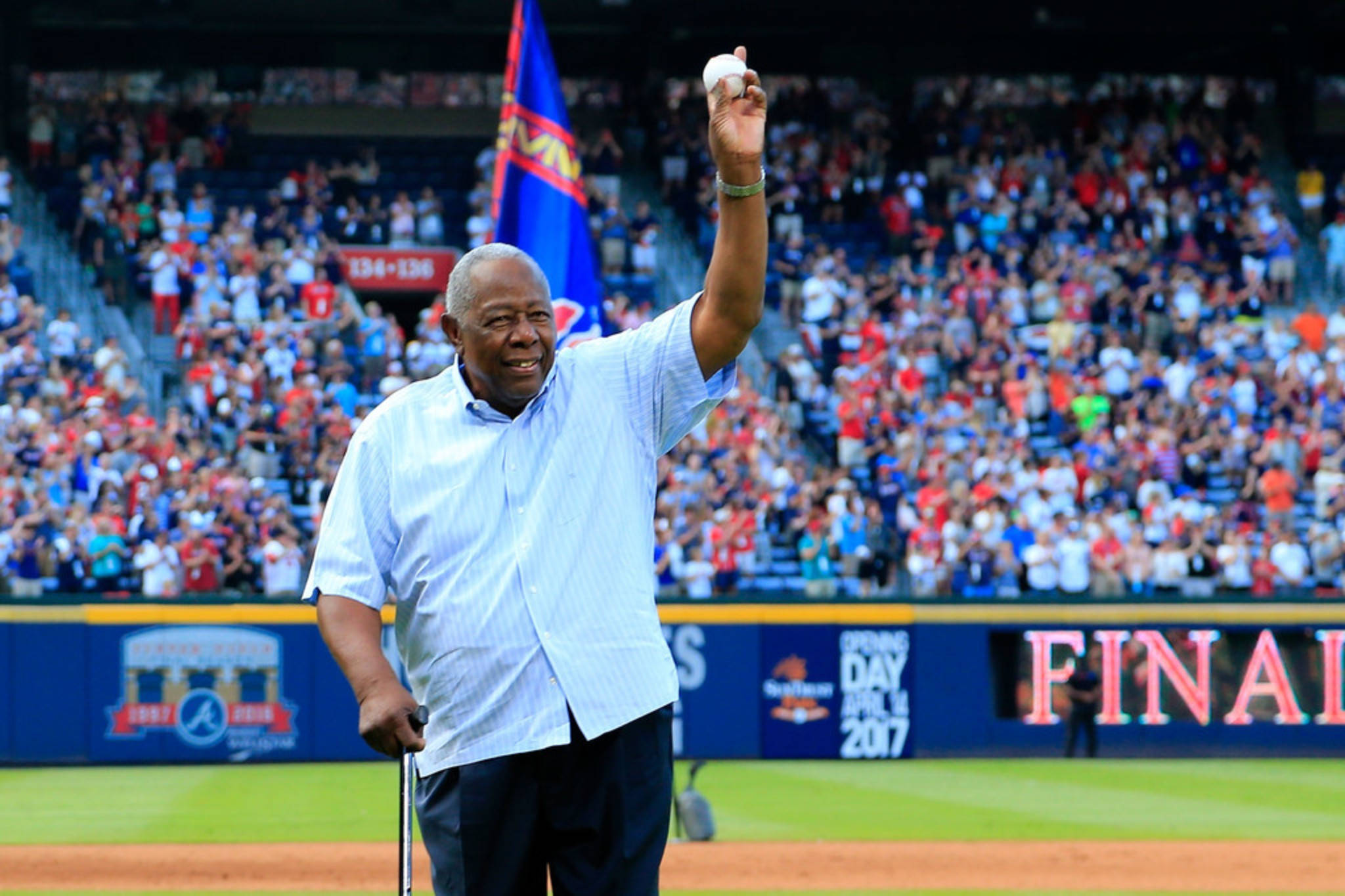 Hank Aaron, light blue shirt, baseball, Full HD Desktop Wallpaper
