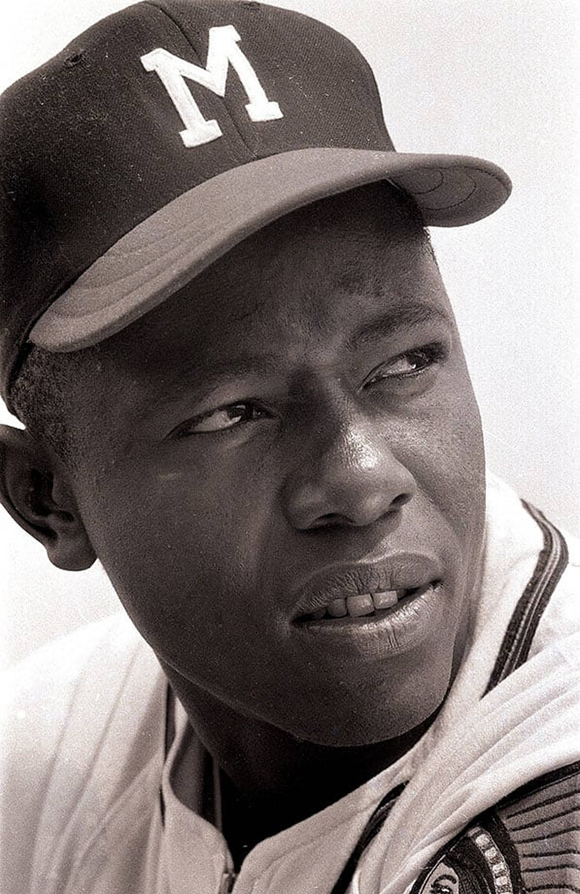 Hank Aaron, black and white portrait, baseball player, HD Phone Wallpaper