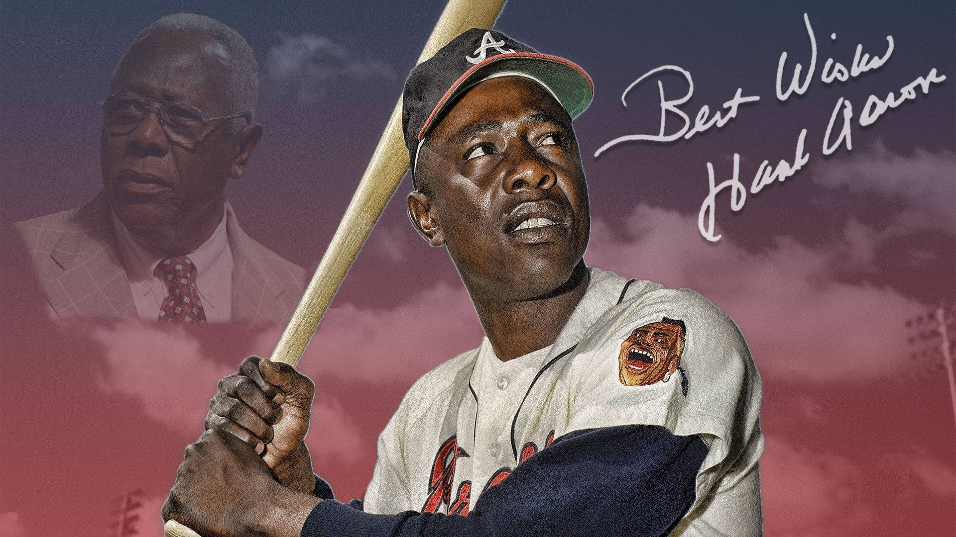 Hank Aaron, vintage uniform, bat, Full HD Desktop Wallpaper