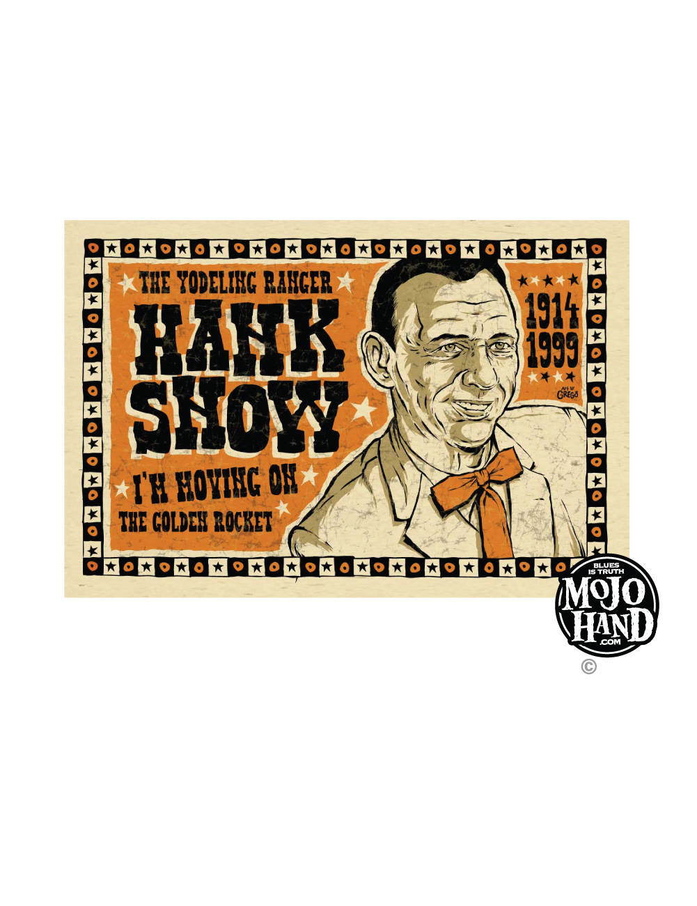 Hank Snow, orange bowtie, orange background, HD Phone Wallpaper