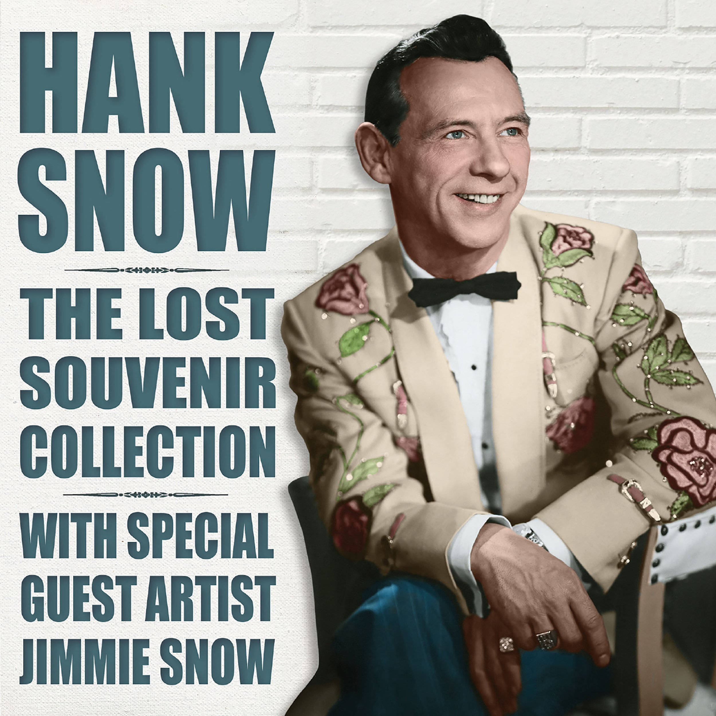Hank Snow, rose-embroidered suit, white brick wall, Full HD Desktop Wallpaper
