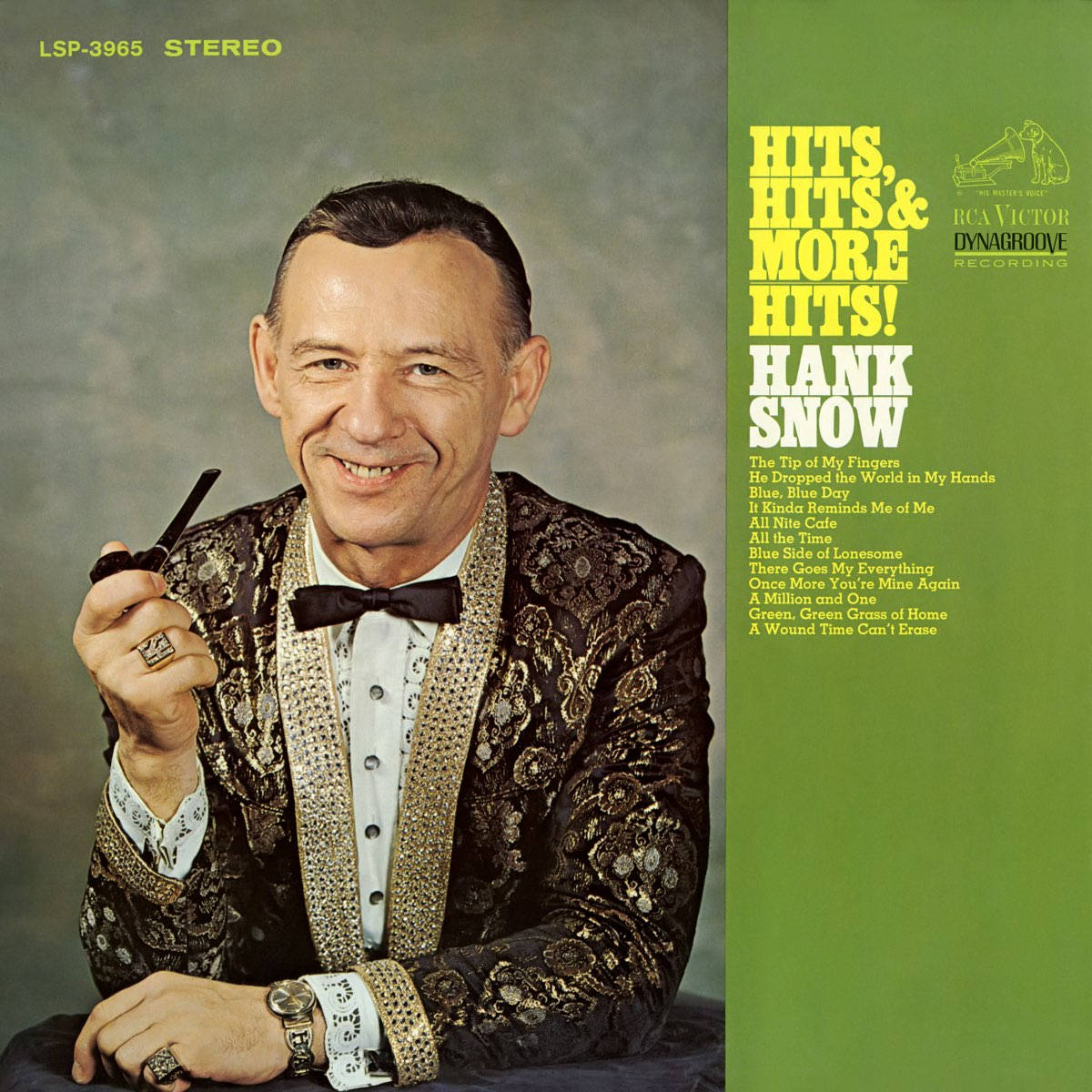 Hank Snow, glittering black and gold suit, pipe, SD Desktop Wallpaper