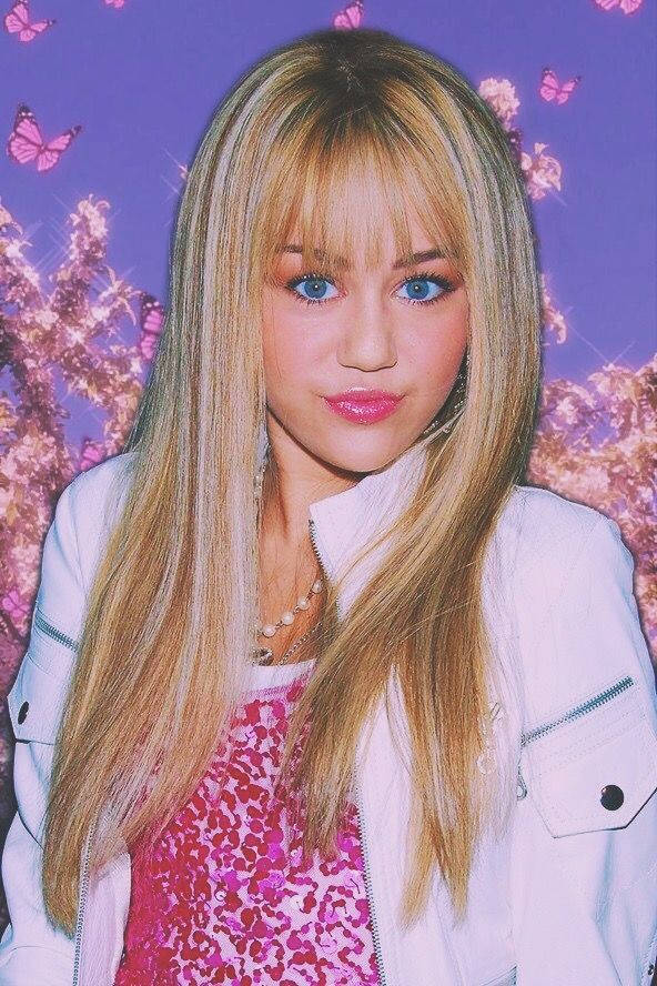 Hannah Montana, pink leopard print top, purple background, SD Phone Wallpaper