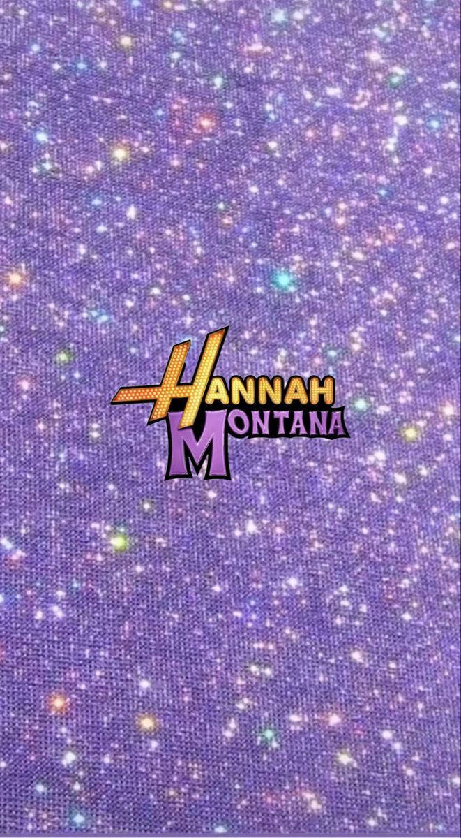 Hannah Montana, glowing logo, sparkling purple glitter background, SD Phone Wallpaper