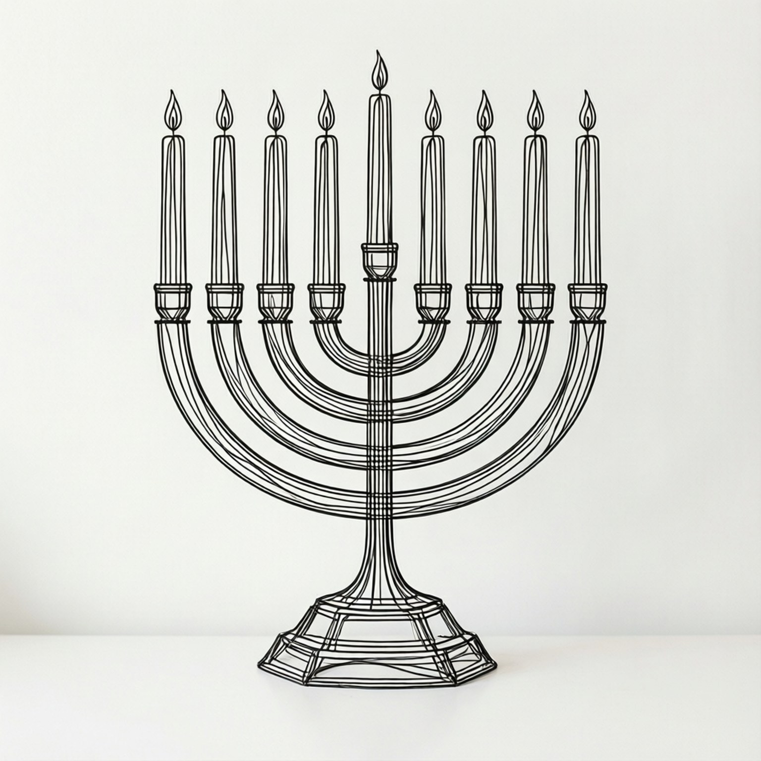 line art, menorah, black wireframe, HD Desktop Wallpaper