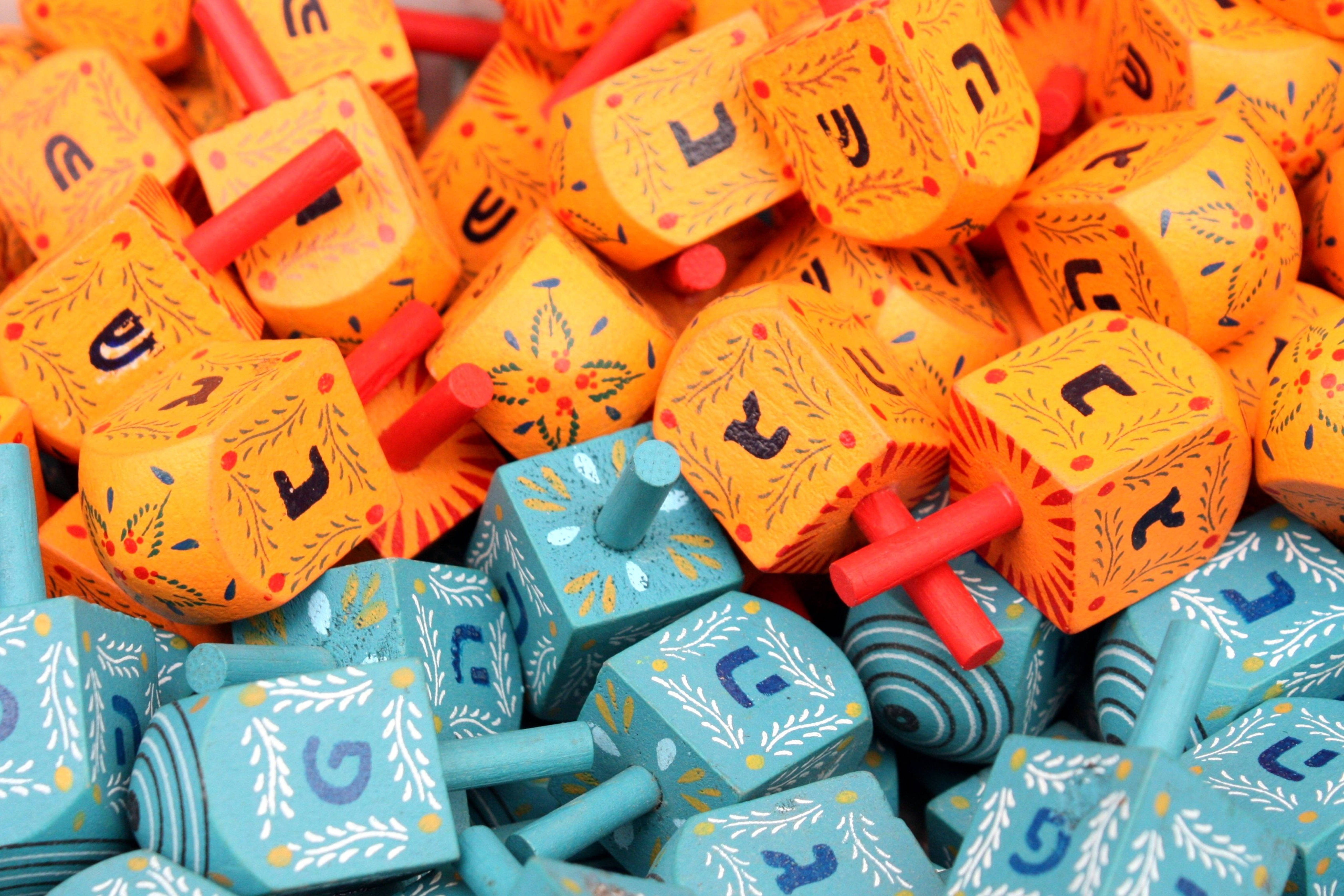 Hanukkah, dreidel, orange, 5K Desktop Wallpaper