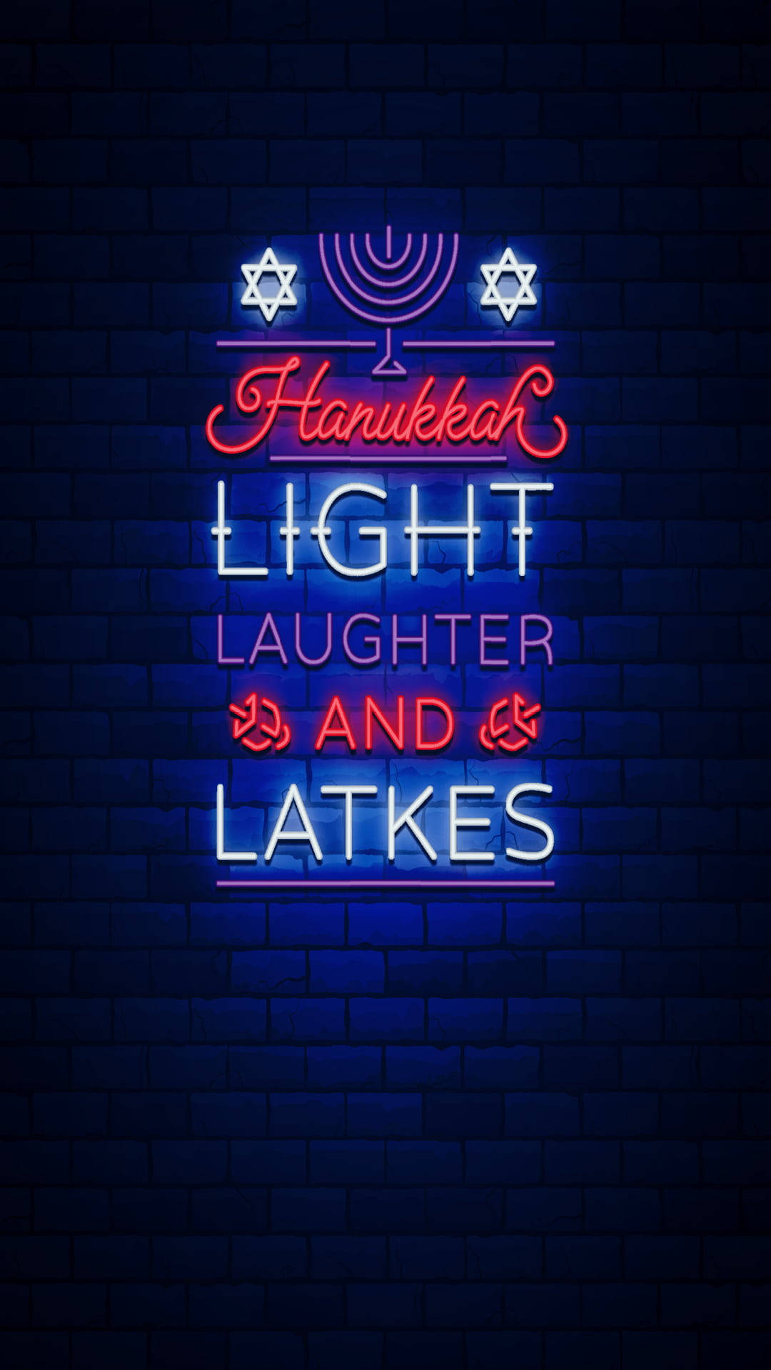 Hanukkah, neon sign, menorah, Full HD Phone Wallpaper