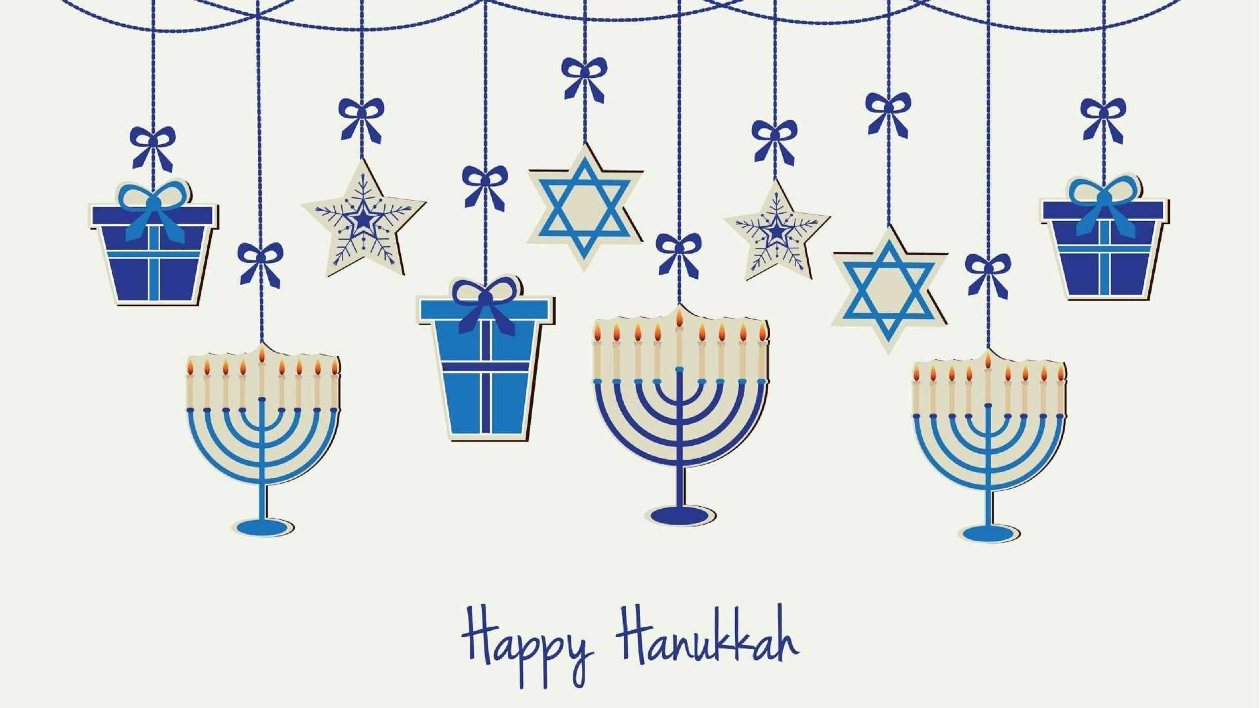 Hanukkah, blue and white, ornaments, 2K Desktop Wallpaper