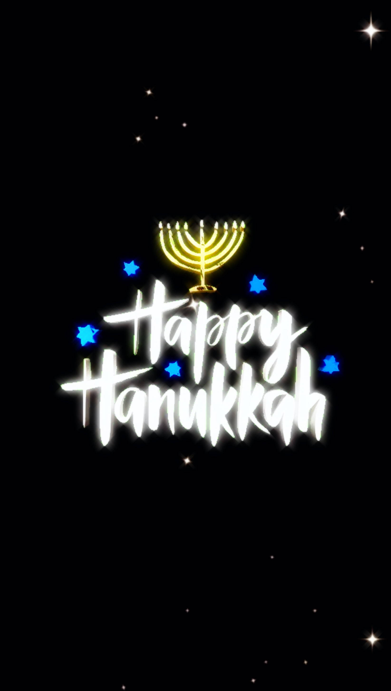 Hanukkah, neon art, glowing yellow menorah, 2K Phone Wallpaper