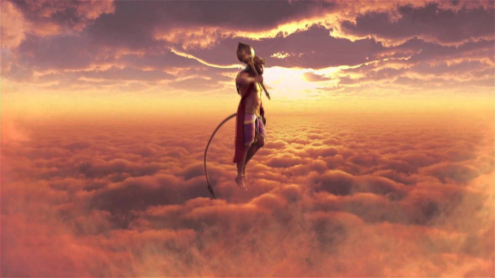 Hanuman, sky, endless clouds, HD Desktop Wallpaper