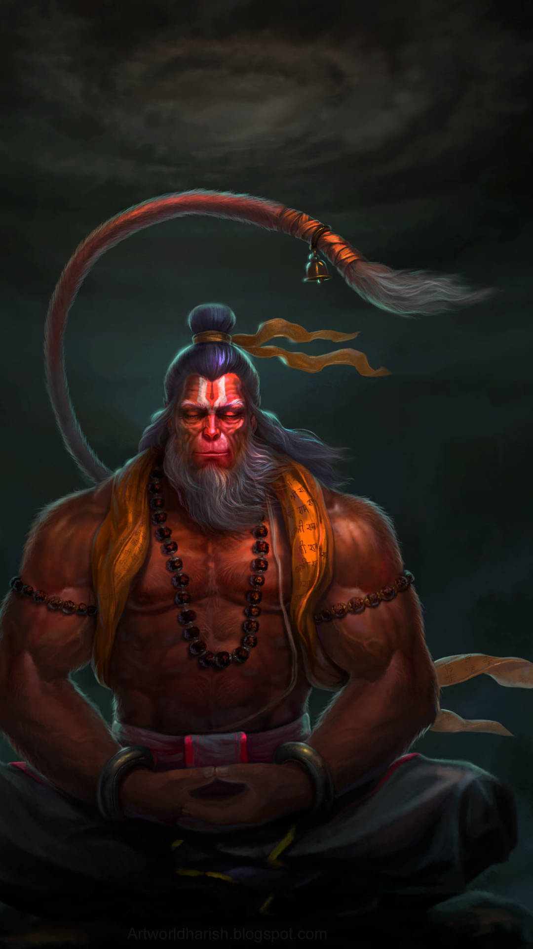 Hanuman, red face, long tail, Full HD Phone Wallpaper