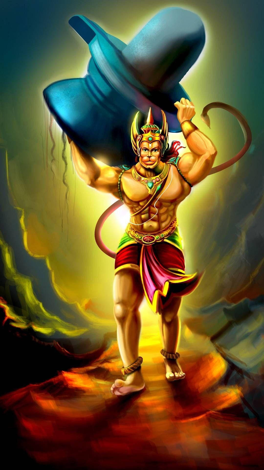 Hanuman, monkey face, crown, Full HD Phone Wallpaper