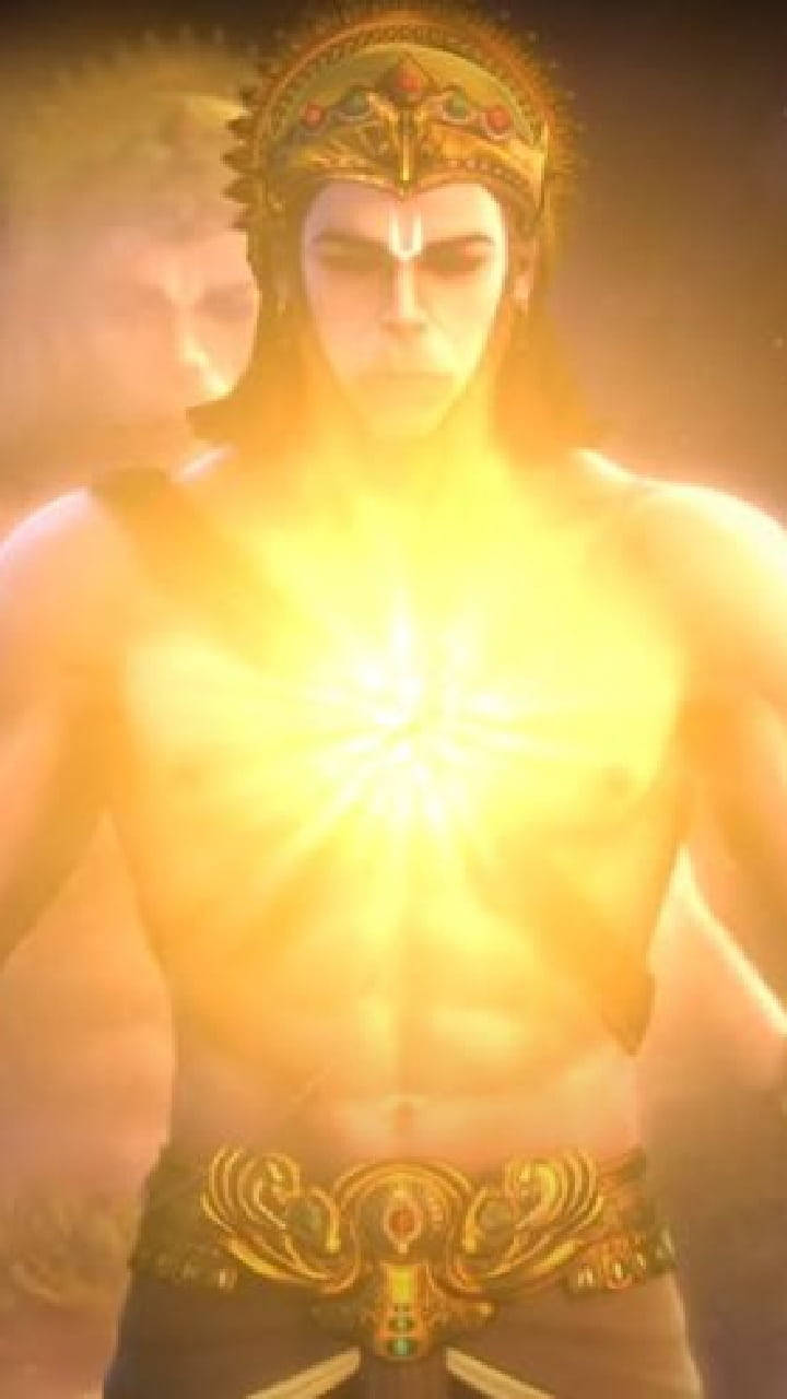 Hanuman, golden light, ornate crown, HD Phone Wallpaper