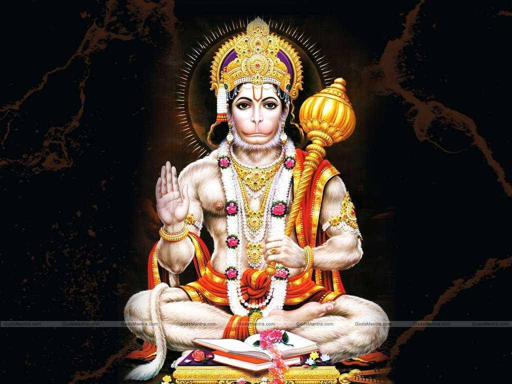 Hanuman, golden-decorated, throne, SD Desktop Wallpaper