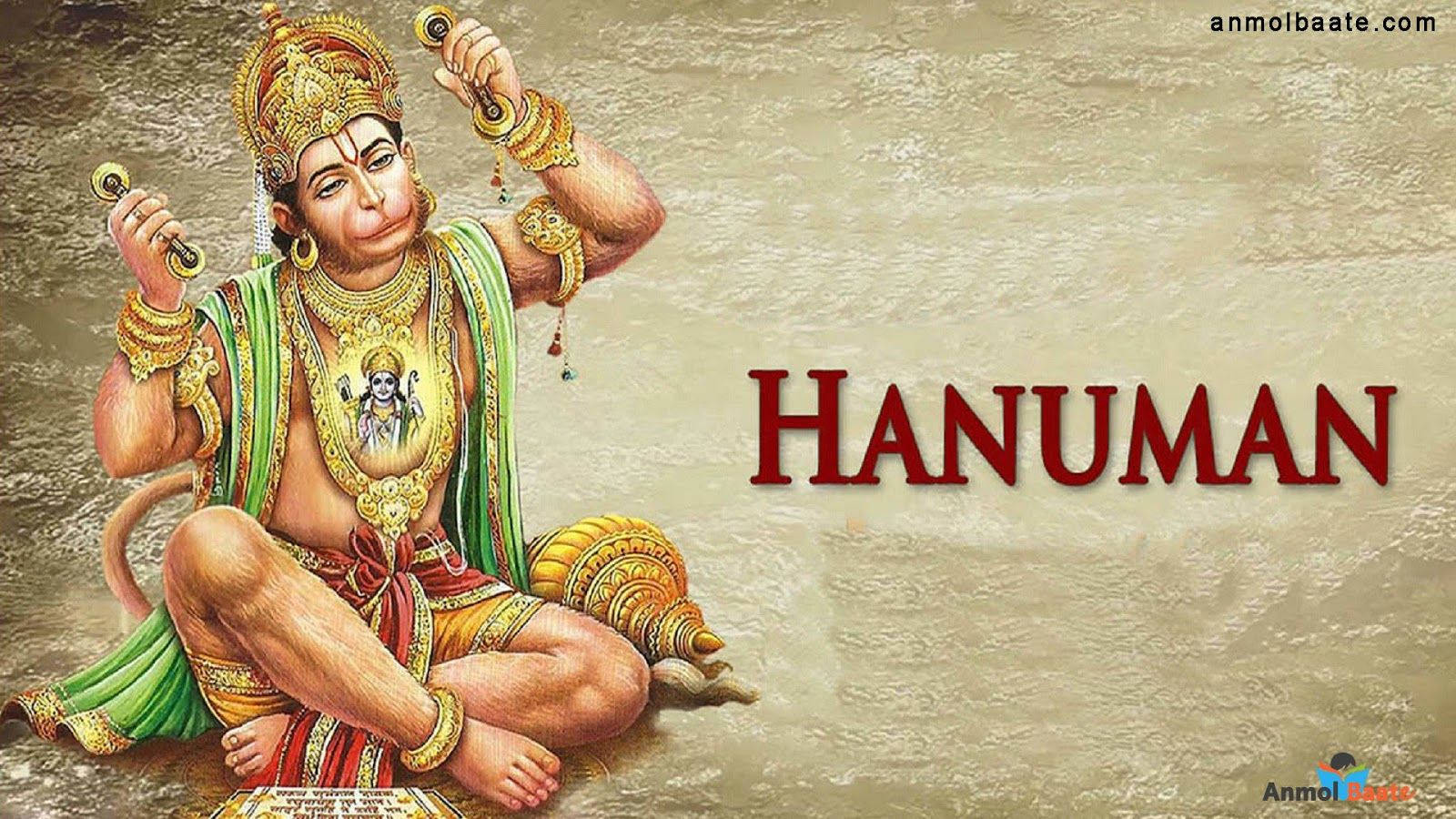 Hanuman Ji HD, golden and green attire, mace, HD Desktop Wallpaper