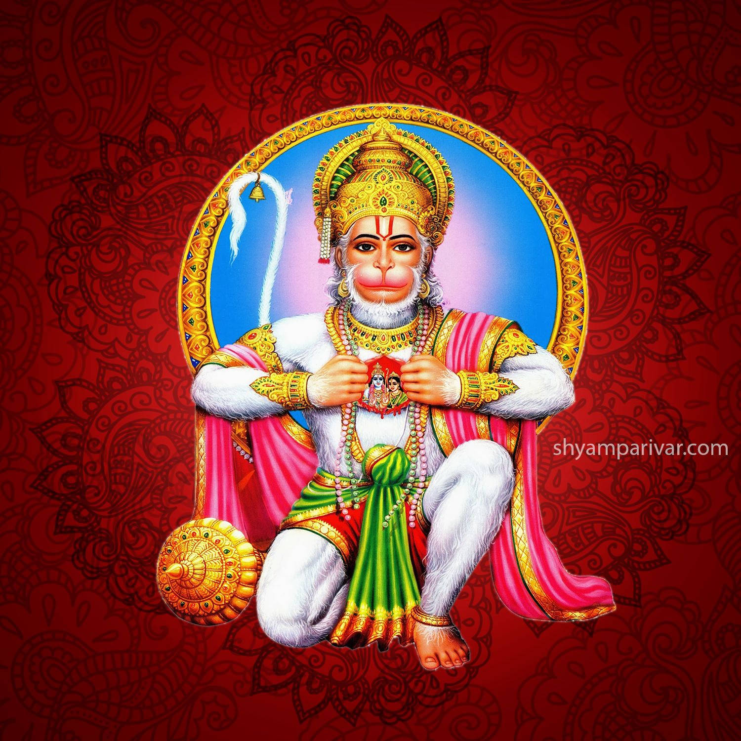 Hanuman Ji, gold and pink robes, sacred icon, HD Desktop Wallpaper