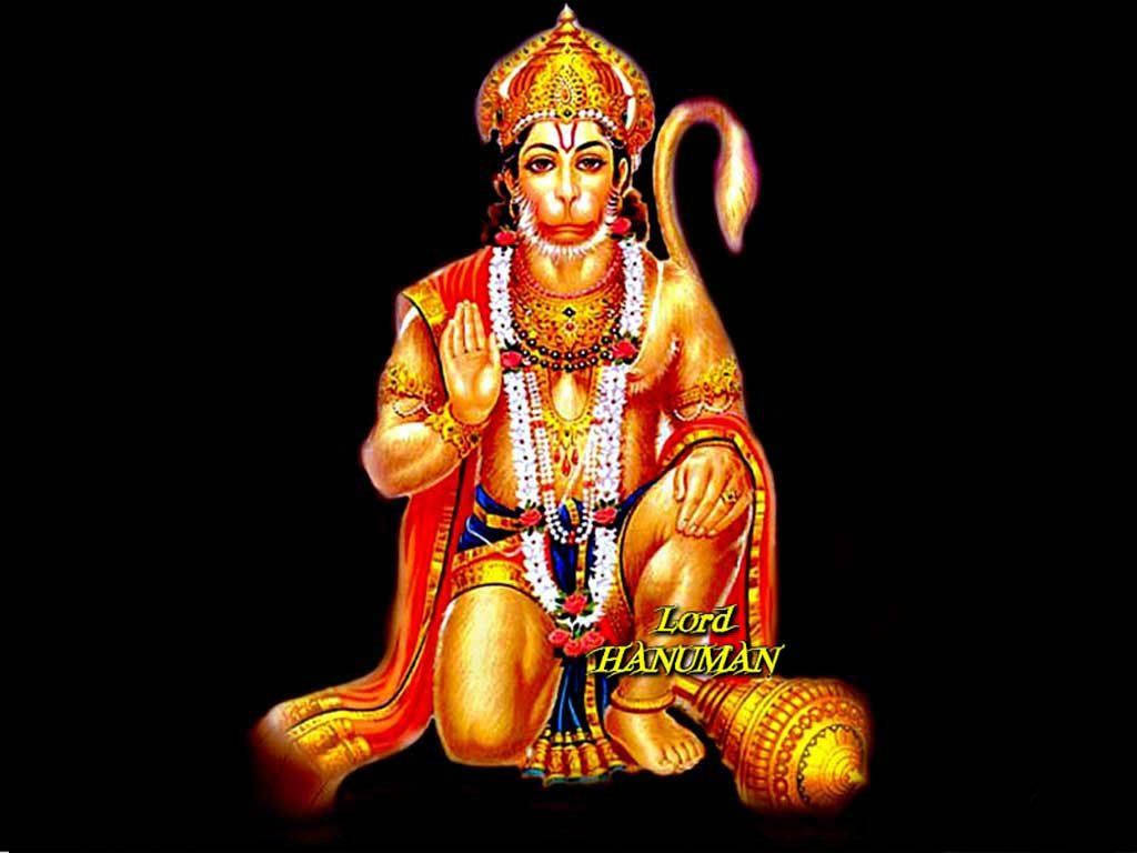 Hanuman Ji HD, golden jewelry, red-orange robes, SD Desktop Wallpaper