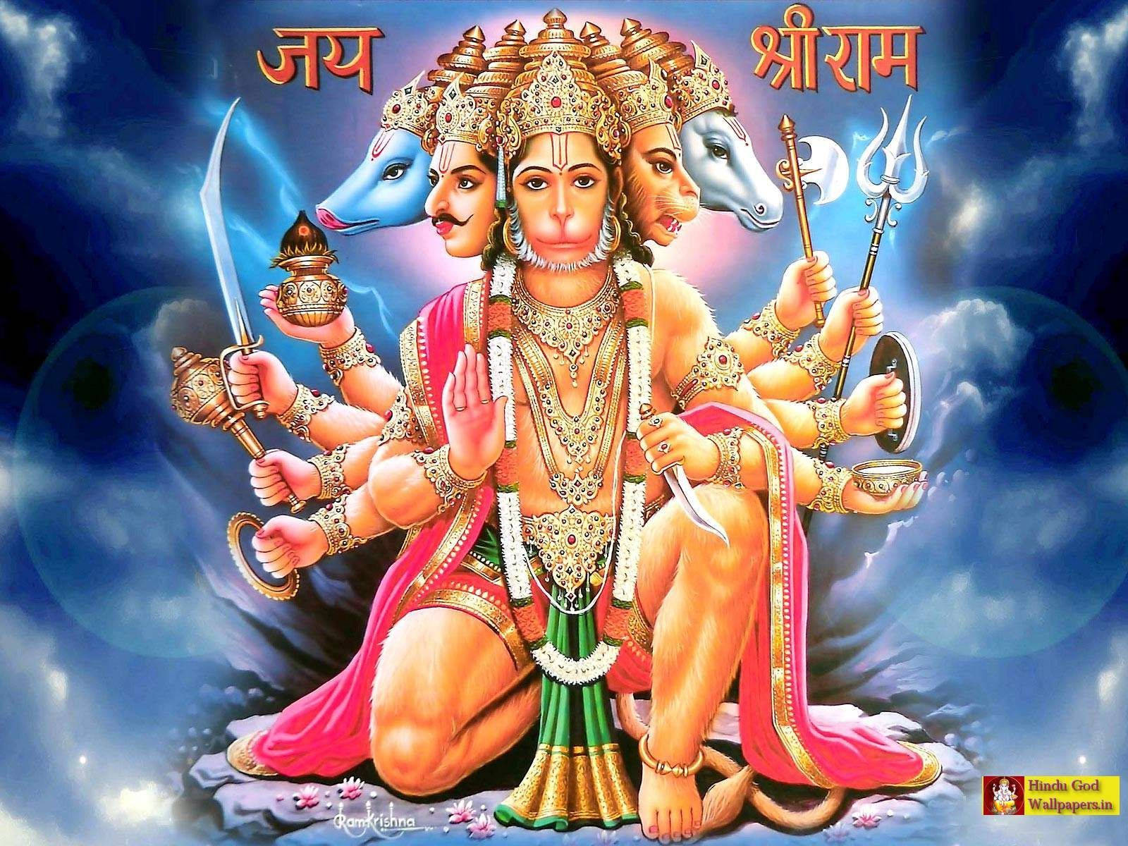 Hanuman Ji HD, blue and white monkey heads, gold jewelry, HD Desktop Wallpaper