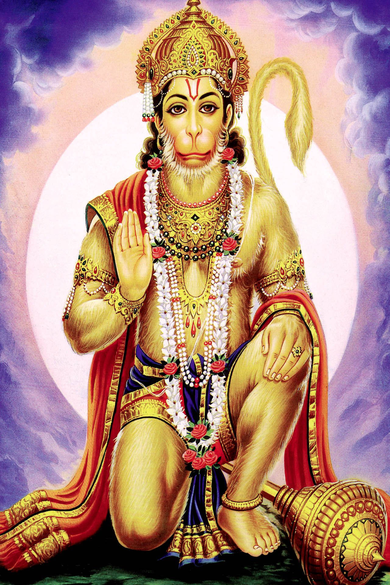 Hanuman, golden monkey god, intricate jewelry, Full HD Phone Wallpaper