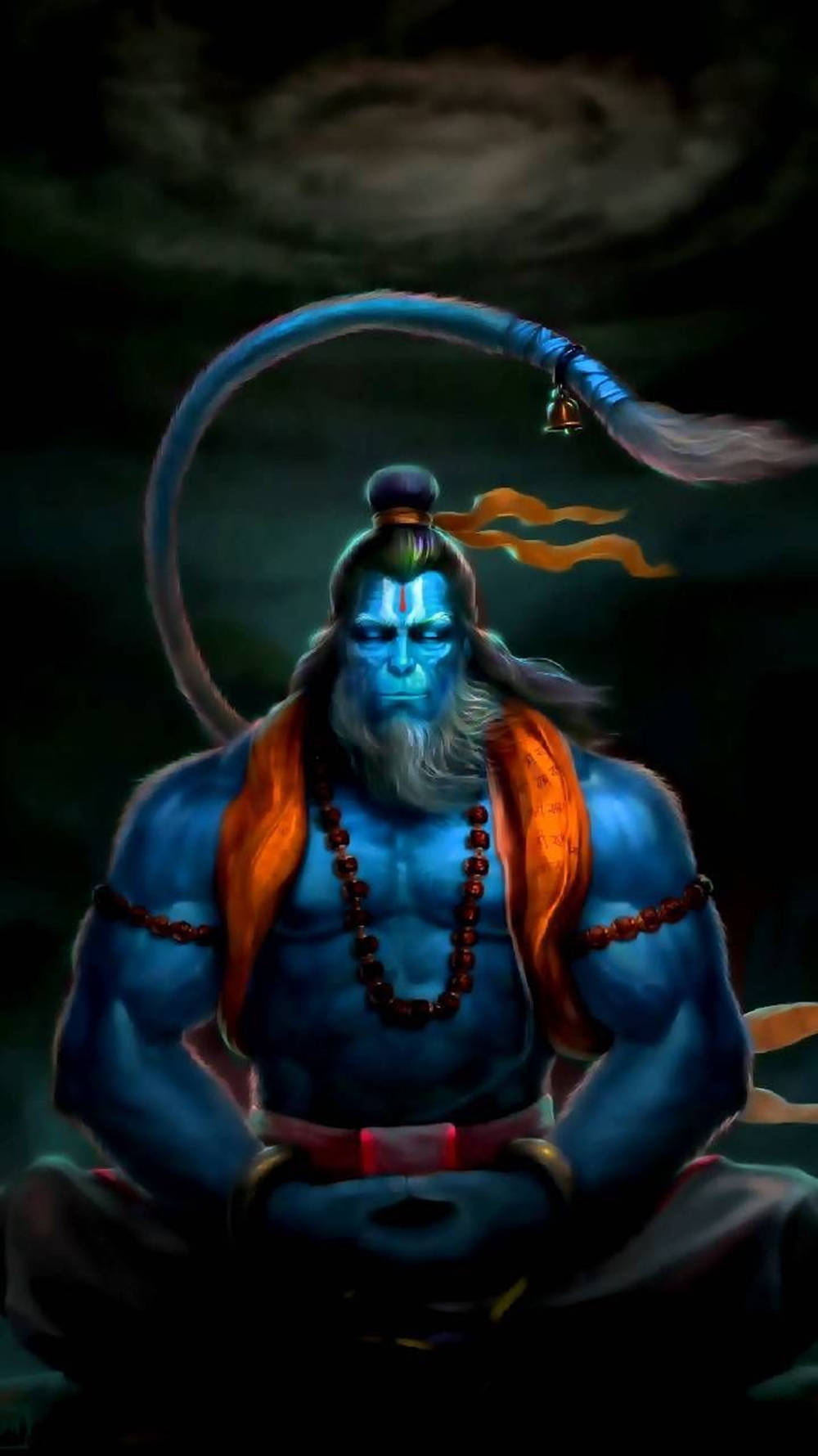 Hanuman, blue-skinned, long curved serpent, HD Phone Wallpaper