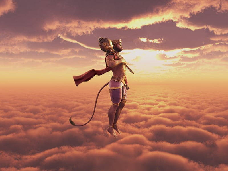 Hanuman, sunset, endless clouds, SD Desktop Wallpaper
