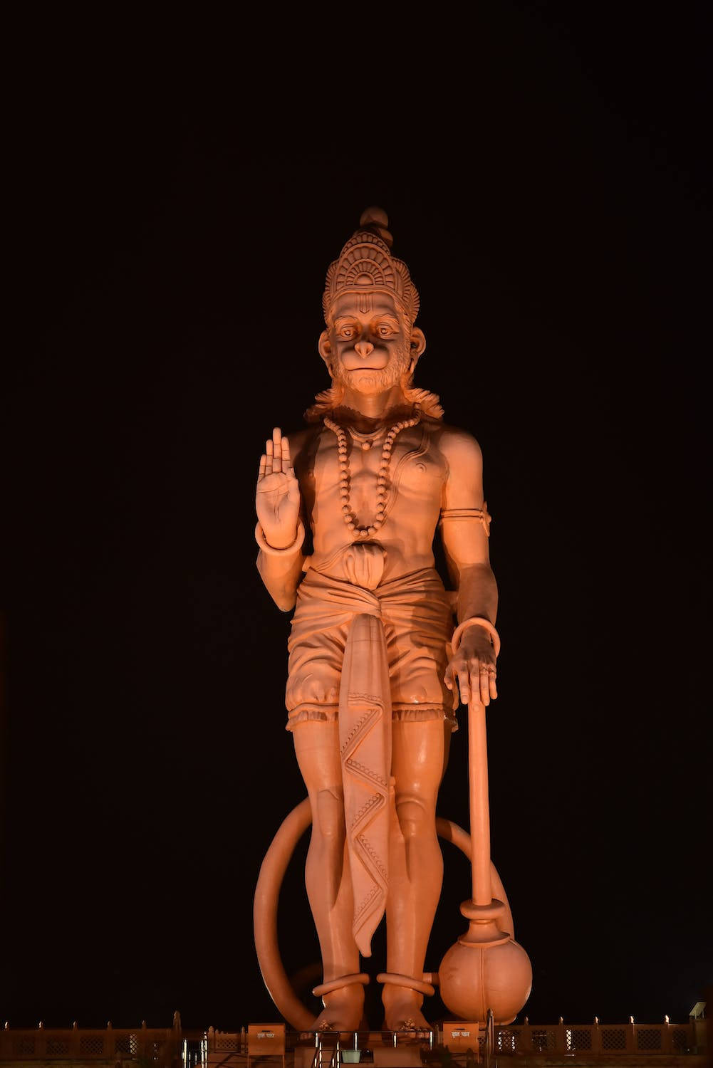 Hanuman, golden statue, deep blue sky, HD Phone Wallpaper