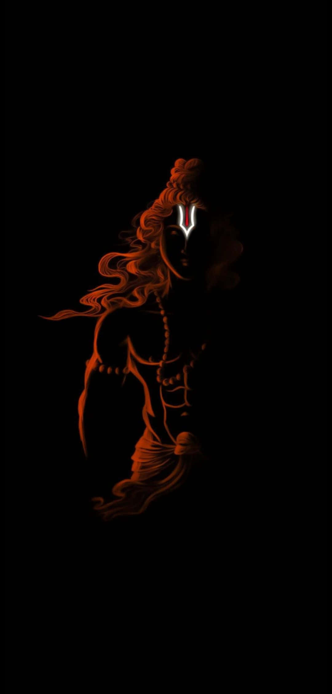 Hanuman, flame silhouette, glowing red, Full HD Phone Wallpaper
