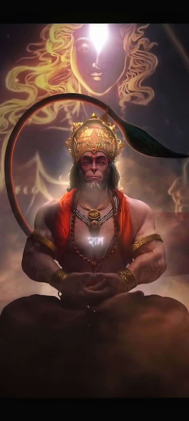 Hanuman, golden crown, red dhoti, HD Phone Wallpaper