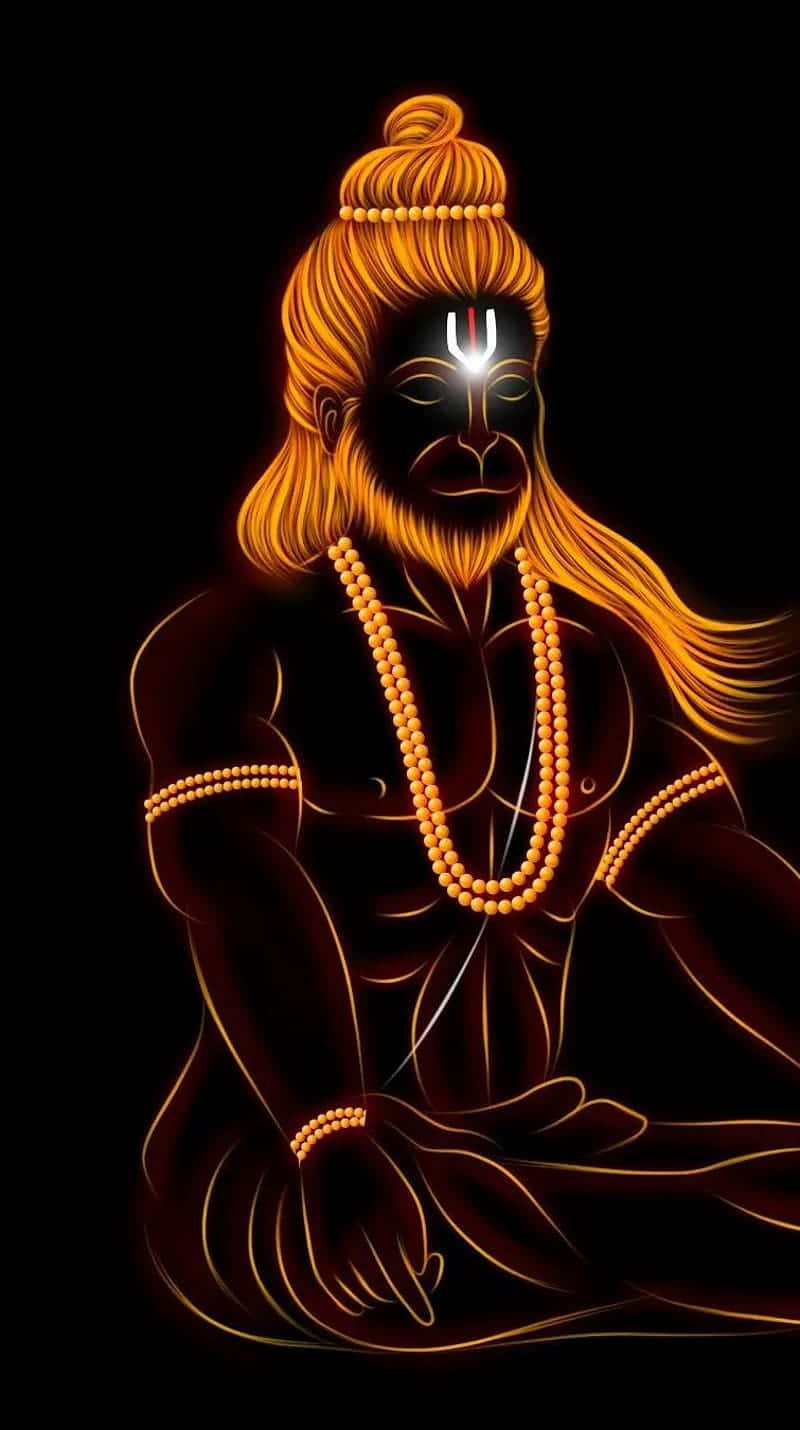 Glowing Hanuman, golden monkey deity, third eye, HD Phone Wallpaper