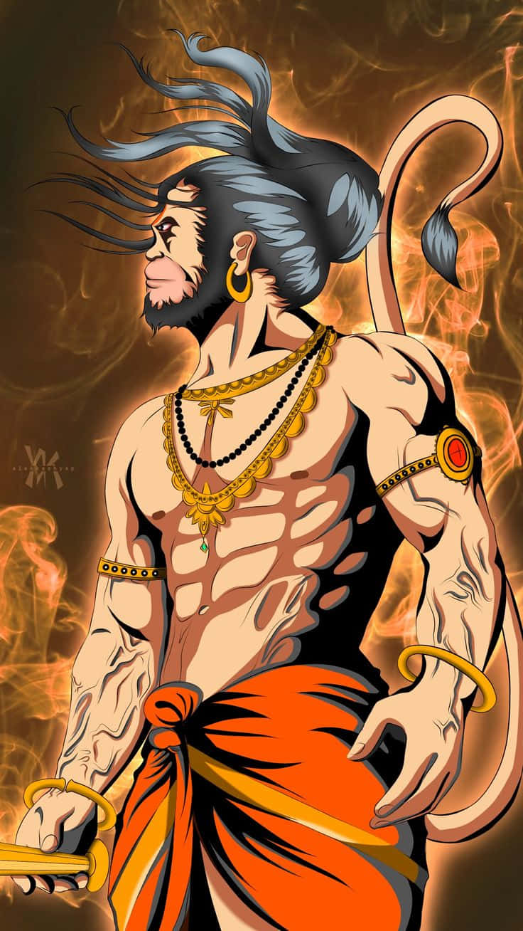 Hanuman, blue hair, orange dhoti, HD Phone Wallpaper